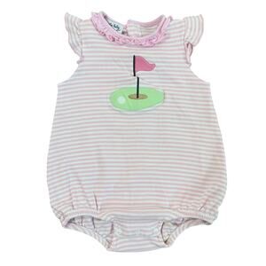 Magnolia Baby Embroidered Ruffle Short Sleeve Golf Bubble Romper 12M